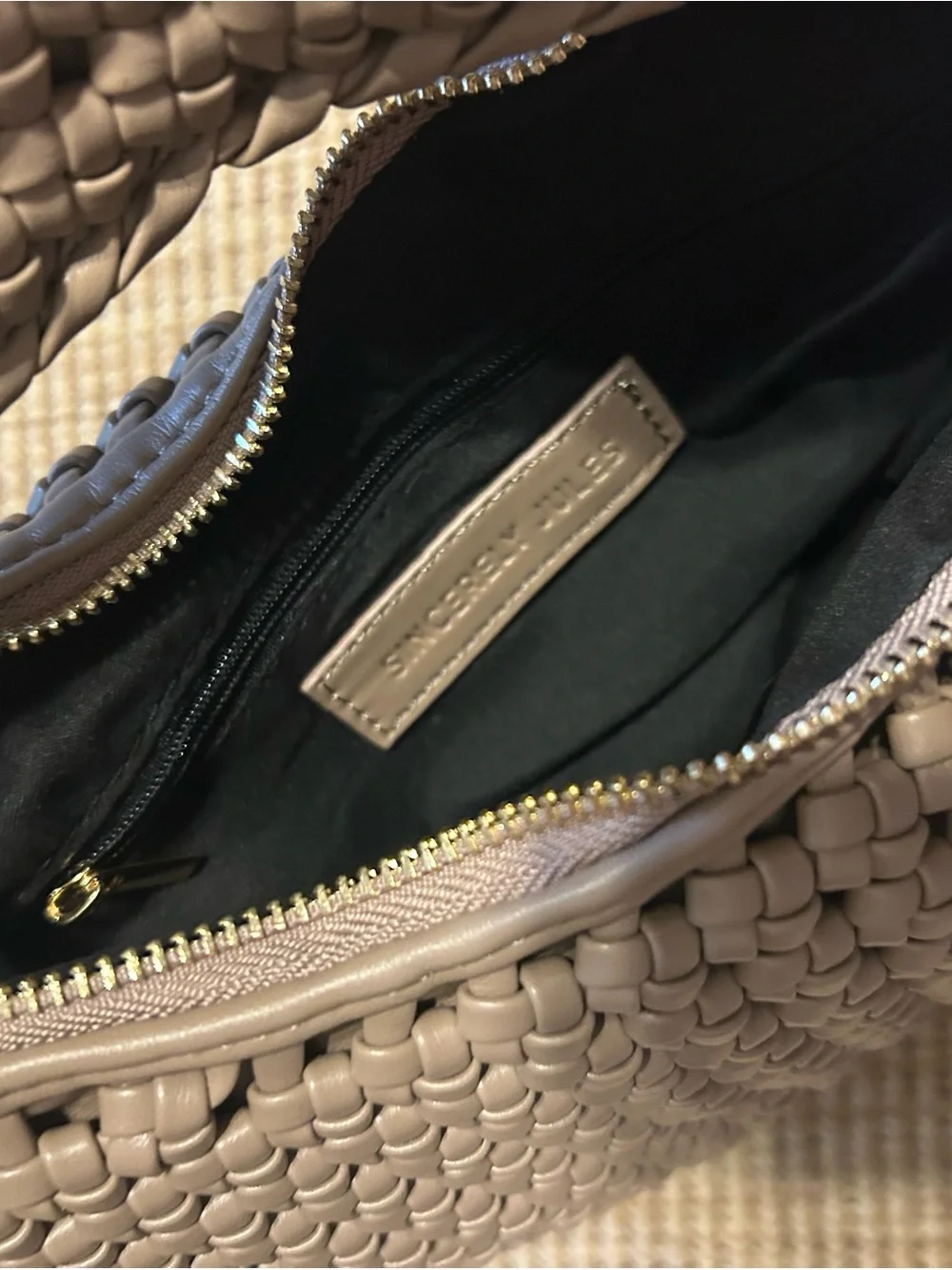 Sincerely Jules Woven Hobo Bag in Taupe